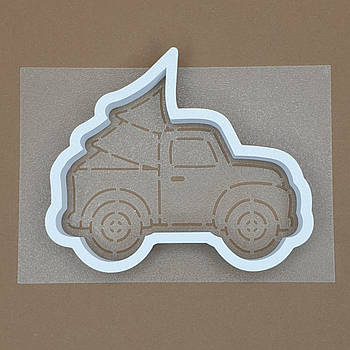 Набір вирубування з трафаретом Новорічна машина з ялинкою (маленька) 10.5 см