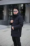 Подовжена тепла чоловіча зимова куртка Black Vinyl С24-2399C, фото 9