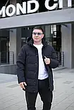 Подовжена тепла чоловіча зимова куртка Black Vinyl С24-2399C, фото 7