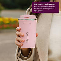 Термочашка 380 мл, із сенсорним дисплеєм температури, термокухоль для гарячих та холодних напоїв, рожевий, фото 3