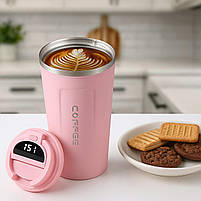 Термочашка 380 мл, із сенсорним дисплеєм температури, термокухоль для гарячих та холодних напоїв, рожевий, фото 7
