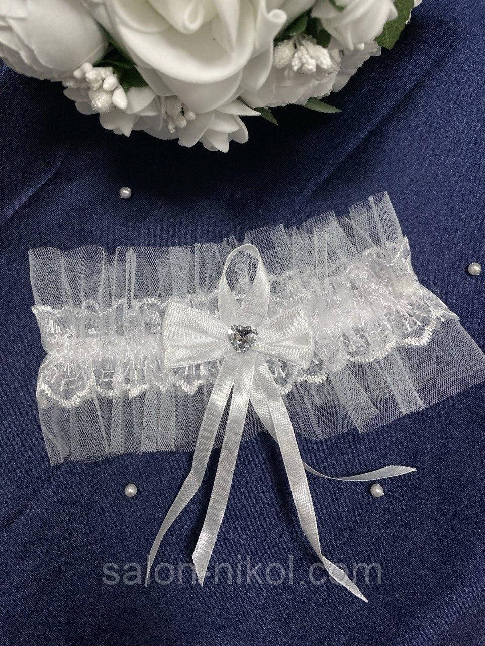 Підв'язка для нареченої мереживна біла, фото 1