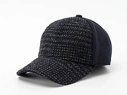 Утеплена вельветова бейсболка темно - синього кольору