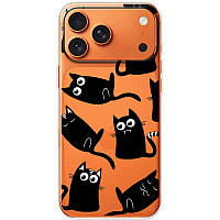 Силіконовий Прозорий Чохол з Картинкою для IPhone 17 Pro Max (Котики)