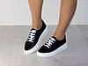 Кеди шкіряні жіночі весна чорні на білій підошві 38р, фото 5