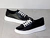 Кеди шкіряні жіночі весна чорні на білій підошві 38р, фото 9