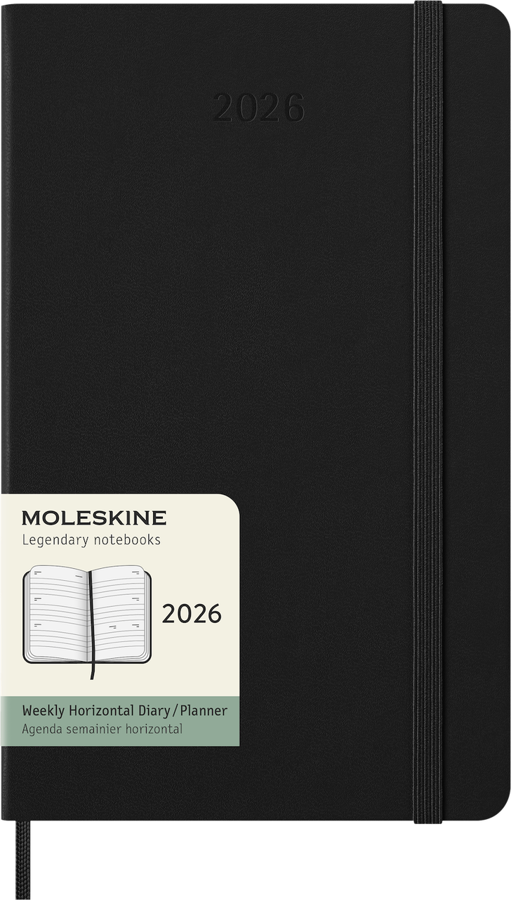 Щотижневик Moleskine 2026 горизонтальний середній 13х21 см чорний (8056999275273), фото 1