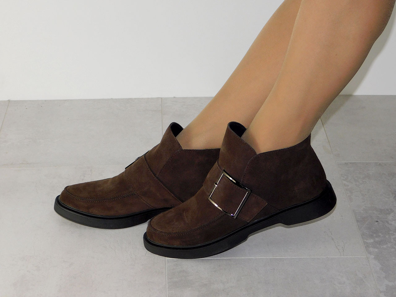 Ботіночки замшеві жіночі демісезон коричневі, фото 1