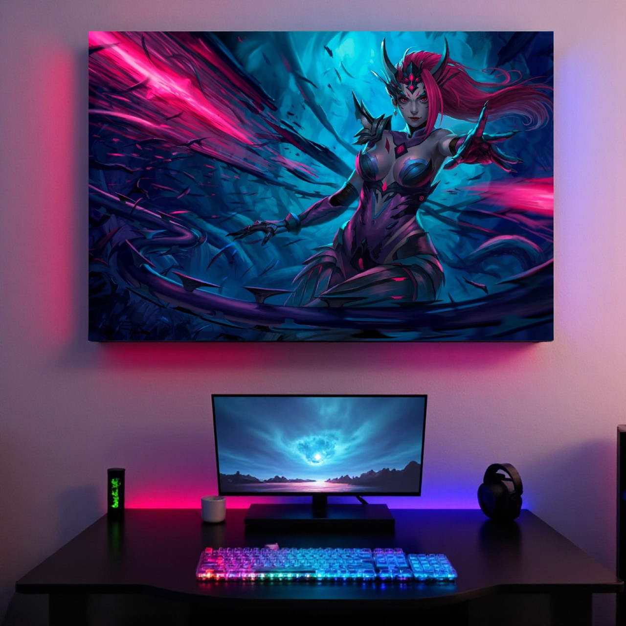 Картина «League of Legends – Темна чарівниця» Друк на полотні, Ліга легенд 60х40 см Декор для геймерської кімнати, фото 1