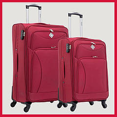 Набір тканинних валіз 2 шт Bonro Tourist (L+M) велика середня вишневий на колесах з висувною ручкою і кодовим замком