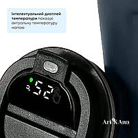 Термочашка 380 мл, із сенсорним дисплеєм температури, термокухоль для гарячих та холодних напоїв, сірий, фото 3