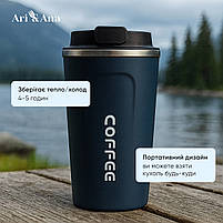 Термочашка 380 мл, із сенсорним дисплеєм температури, термокухоль для гарячих та холодних напоїв, сірий, фото 5