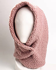 Капор теплий KENT&AVER капюшон TEDDY жіночий темна пудра