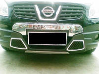 Накладка на бампер передня Nissan Qashqai 1 2010-2014 Дифузор на передній бампер Ніссан Кашкай 1