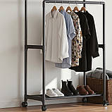 Подвійна Стійка для Одягу на колесиках 115 х 55 х 30 см витримує навантаження до 30 кг складна пересувна, фото 4