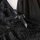 Пеньюар Rossi напівпрозорий мереживний з оборками на тонких бретелях трусики в комплекті чорний S, фото 6