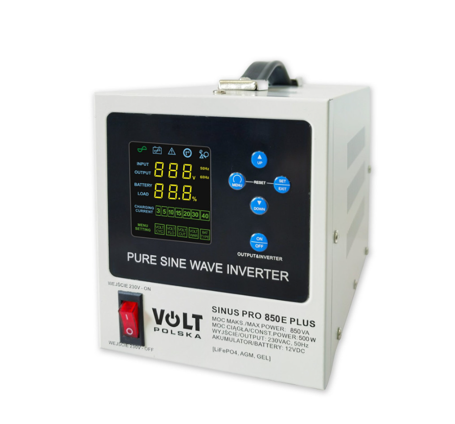 Гібридний ДБЖ інвертор Volt Polska SINUS PRO 850 E PLUS 12/230V 500/850W (3SPM08012M), фото 1