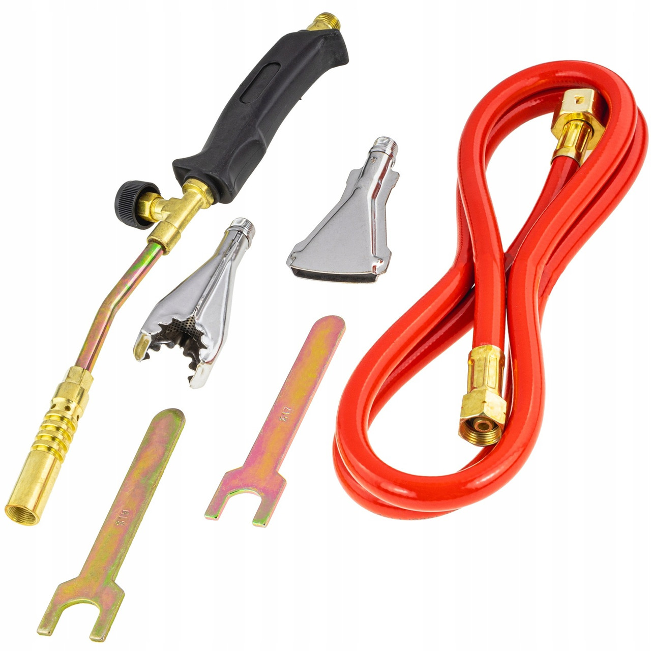Пальник газовий з трьома насадками (22/40/17мм) та шлангом 1.5 м Vorfal V05002