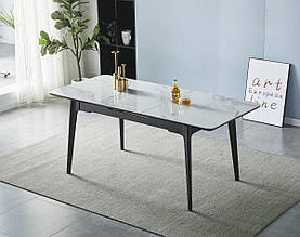 Стіл BERLIN CERAMIC 140(180)*80 білий глянець/чорний каркас