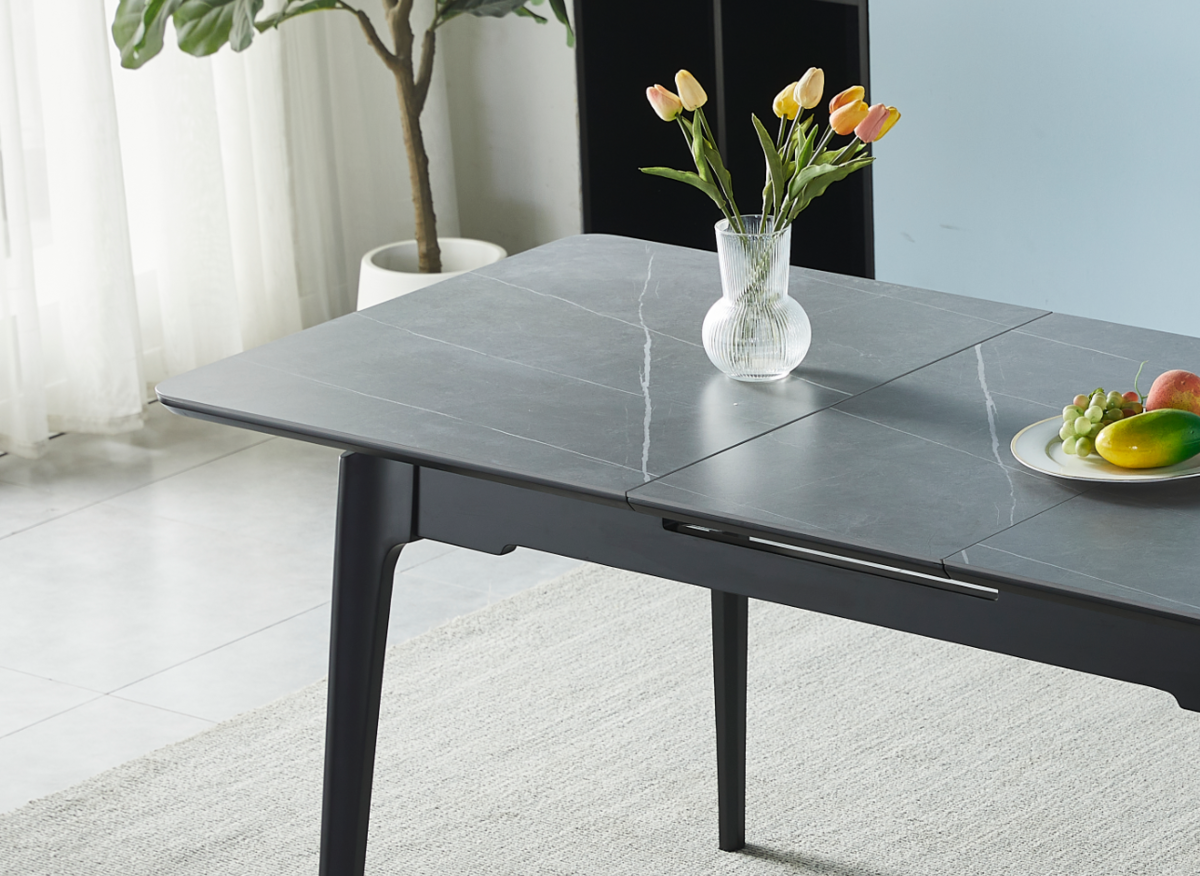 Стіл BERLIN CERAMIC 140(180)*80 сірий мат/чорний каркас, фото 1