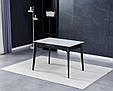 Стіл BERLIN CERAMIC 111(140)*75 сірий глянець/чорний каркас, фото 2