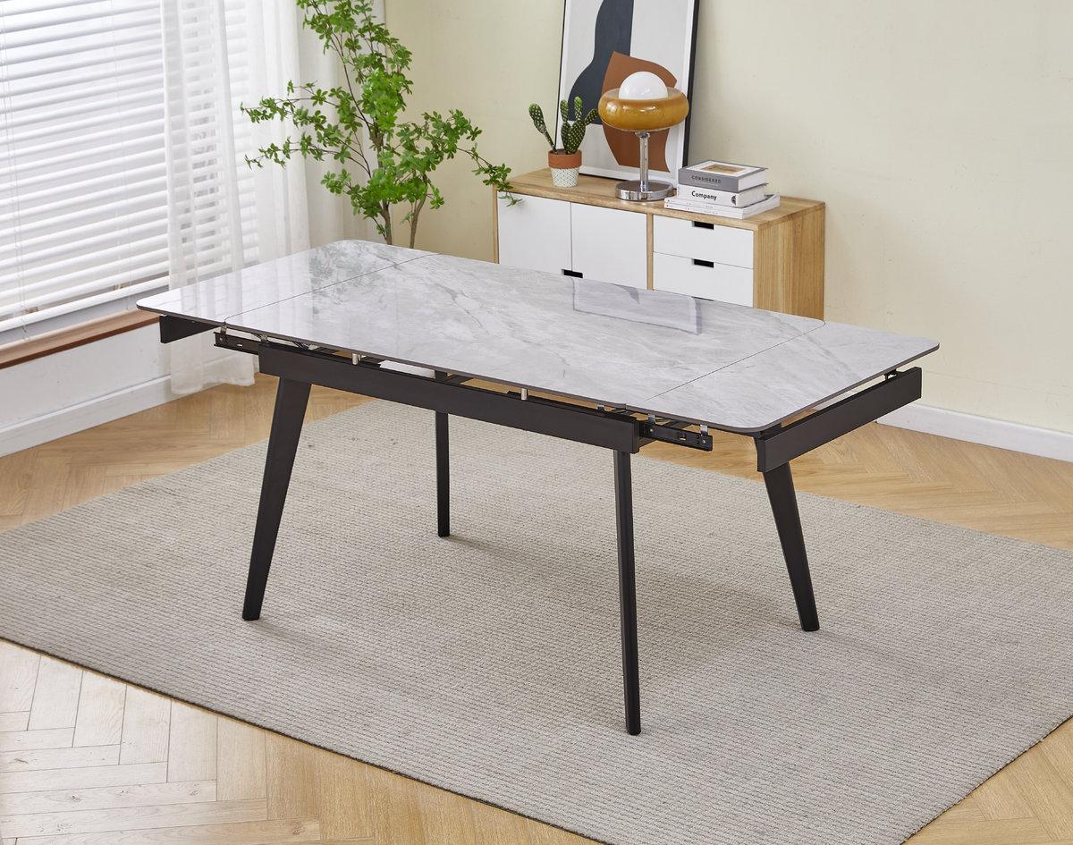 Стіл OSLO CERAMIC 120(180)*80 сірий глянець/чорний каркас, фото 1