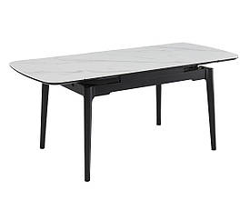 Стіл DUBLIN CERAMIC 120(180)*80 білий глянець/чорний каркас