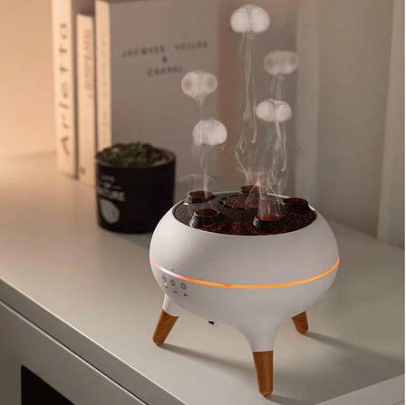 Багатоструменевий зволожувач повітря + аромадифузор Медуза "Jellyfish V80" на 250мл, білий, фото 1