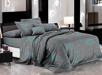 Двоспальний (Поліестер) | Комплект постільної білизни "Серця та зірки" | Простирадло 180х220 см