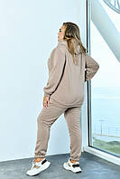 Костюм жіночий спортивний із тринитки на флісі кофта з капюшоном і джогери (Батал), фото 9