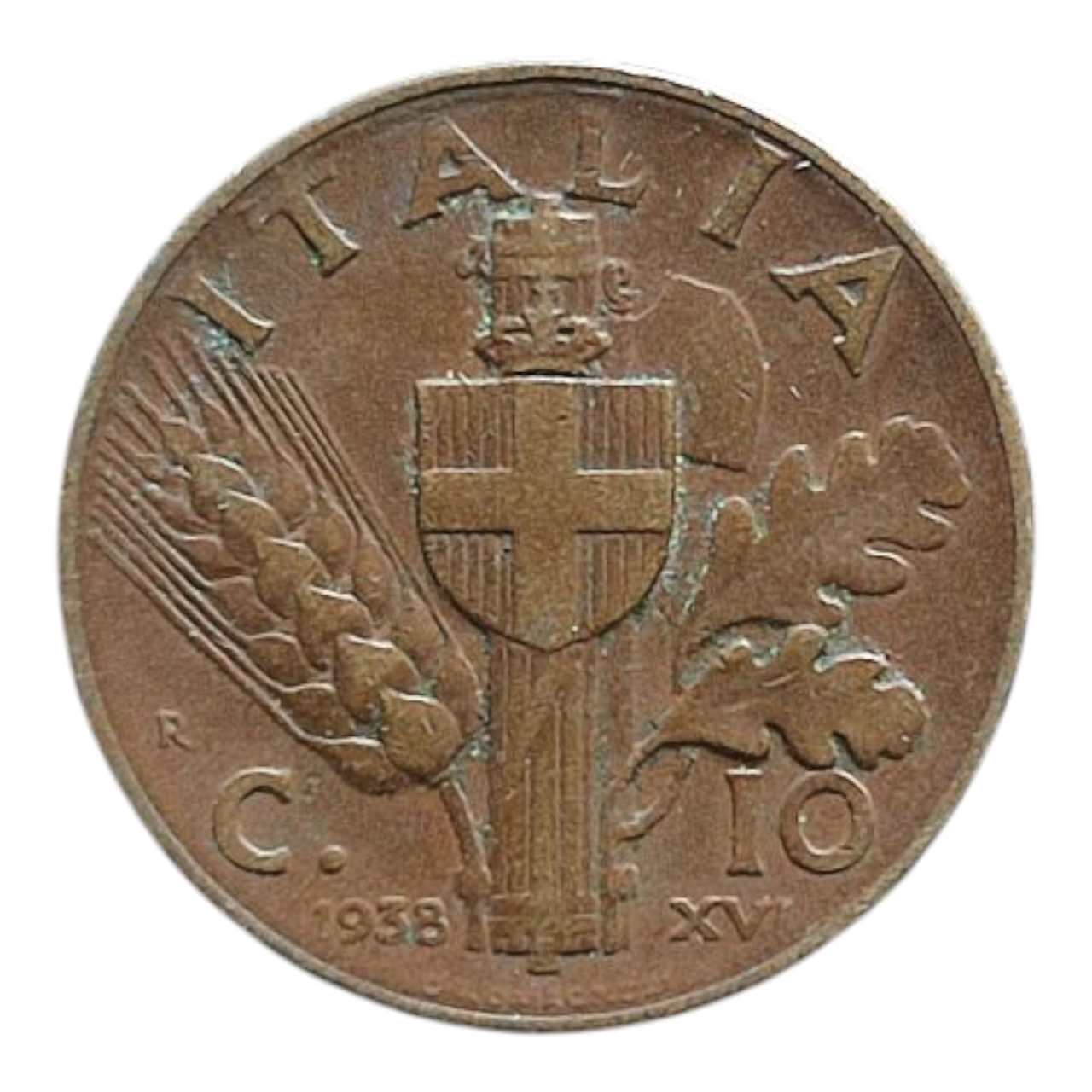 Італія 10 чентезимо, 1938, фото 1