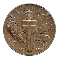 Італія 10 чентезимо, 1938