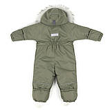 Дитячий зимовий комбінезон Аполло з хутром опушкою Утеплювач Termoloft Мембранна тканина Зелений Розмір 74/80, фото 3