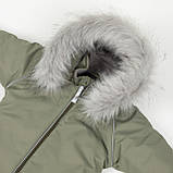 Дитячий зимовий комбінезон Аполло з хутром опушкою Утеплювач Termoloft Мембранна тканина Зелений Розмір 74/80, фото 2