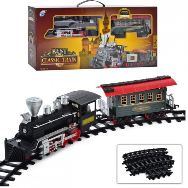 Дитяча залізниця Classic Train зі світлом звуком пором довжина колій 650 см Чорний