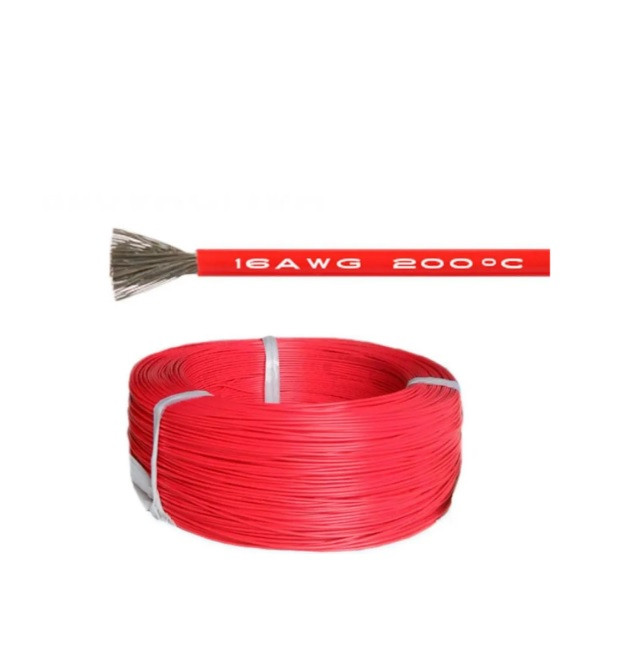 Кабель багатожильний силіконовий 16AWG дріт 1.27 мм² супергнучкий 1м, червоний, фото 1