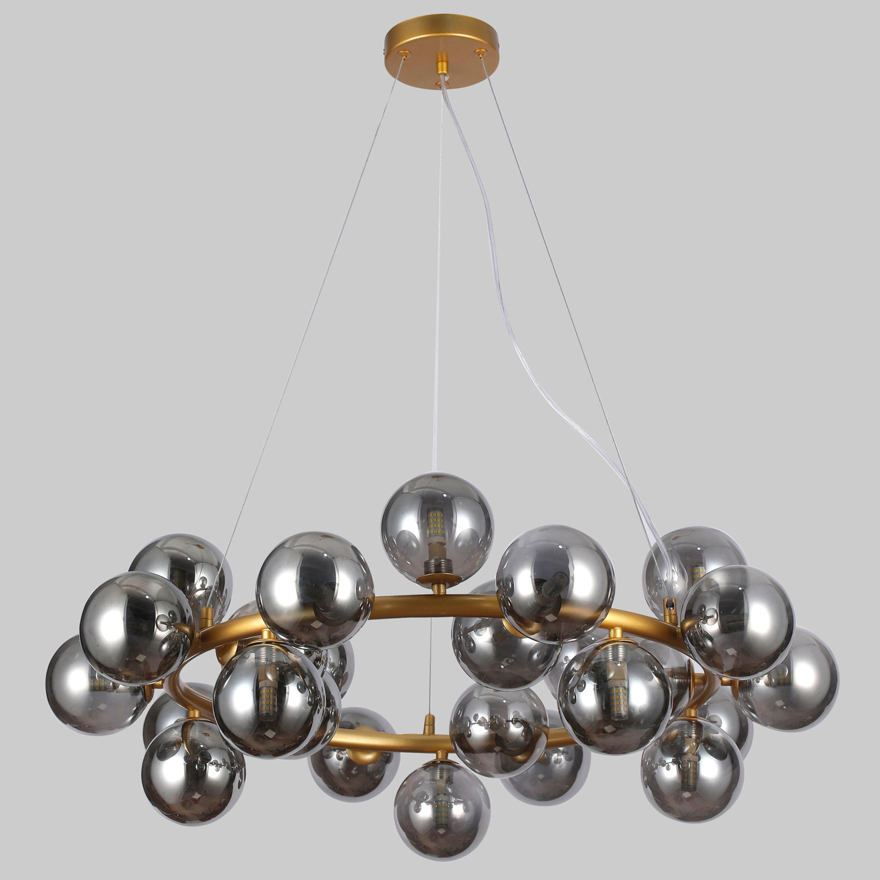 Бронзова кругла люстра на 25 ламп з графітовими плафонами (84-1019-25 DDG+BK)