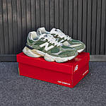 Чоловічі спортивні кросівки New Balance 9060 (зелені з білим) демісезонні кроси 3135 Нью Беленс топ, фото 5