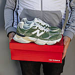 Чоловічі спортивні кросівки New Balance 9060 (зелені з білим) демісезонні кроси 3135 Нью Беленс топ, фото 6