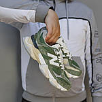 Чоловічі спортивні кросівки New Balance 9060 (зелені з білим) демісезонні кроси 3135 Нью Беленс топ, фото 7
