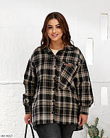 Сорочка жіноча якісна зручна подовжена картата з фланелі вільного фасону розміри батал