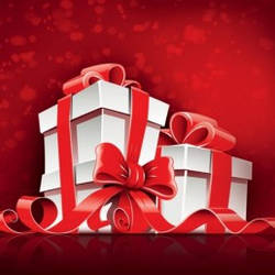 Новорічний пакет ГІГАНТ ГОРИЗОНТАЛЬНИЙ 46*33*9 см Червоний подарунок