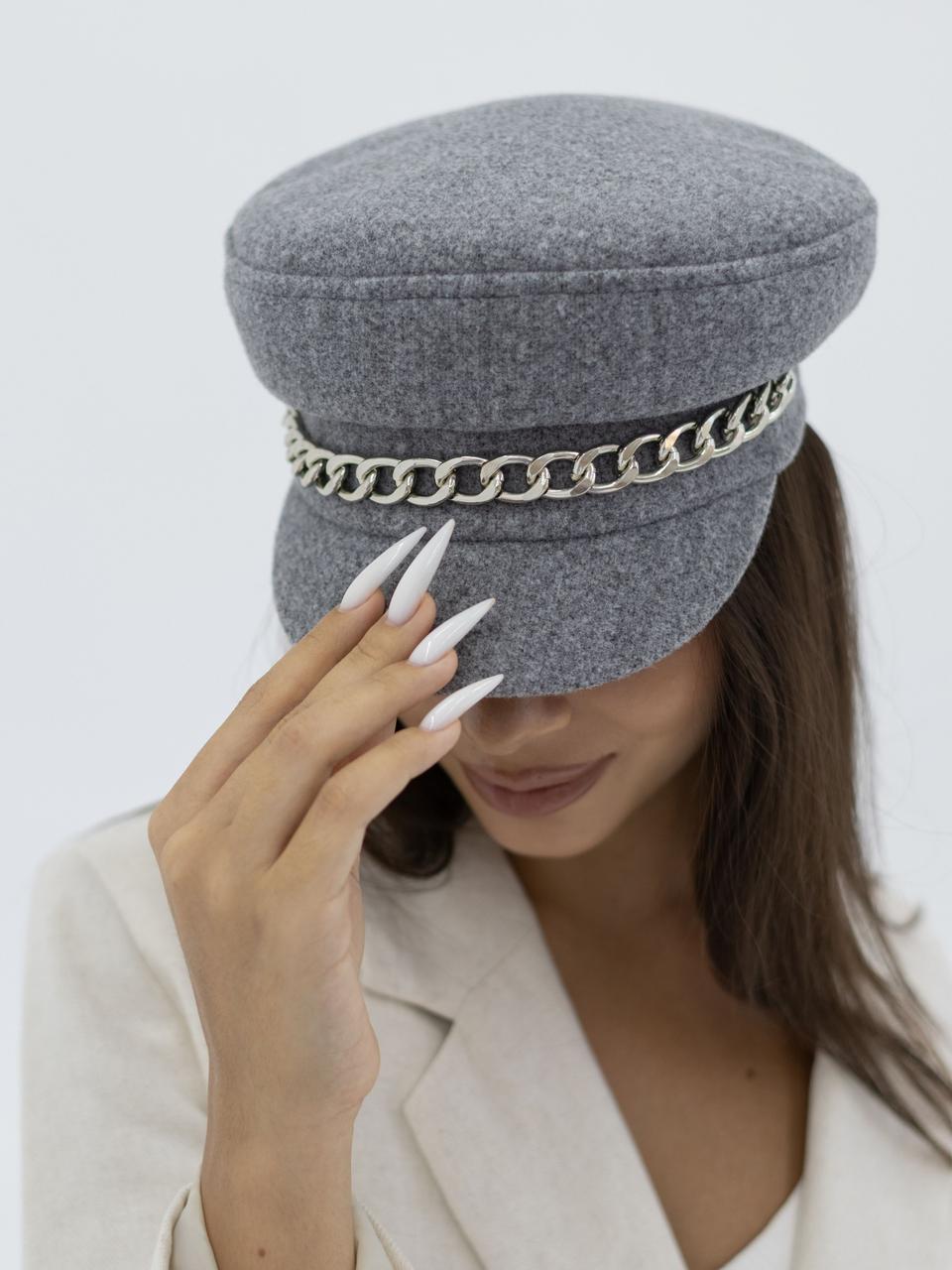 Кашкет жіночий кашеміровий сірий