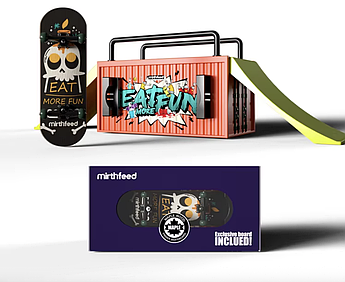 Набір скейтпарк фігура з фігербордом Mirthfeed Eat More Fun дерев'яний з підшипниками фінгерпарк