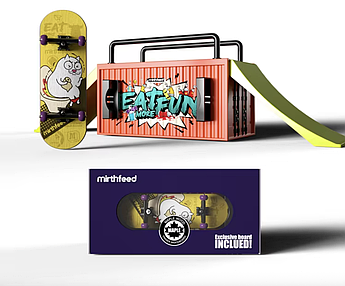 Набір скейтпарк фігура з фігербордом Mirthfeed Toilet Cat дерев'яний із підшипниками