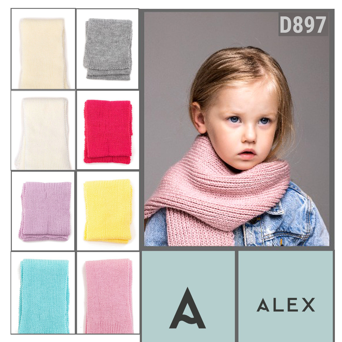 Шарф дитячий в'язаний Оптом для дівчаток D897, фото 1