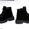 Дизайнерські чорні замшеві черевики на флісі з опушкою, фото 4