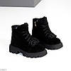 Дизайнерські чорні замшеві черевики на флісі з опушкою, фото 5