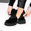 Дизайнерські чорні замшеві черевики на флісі з опушкою, фото 6
