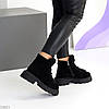 Дизайнерські чорні замшеві черевики на флісі з опушкою, фото 7